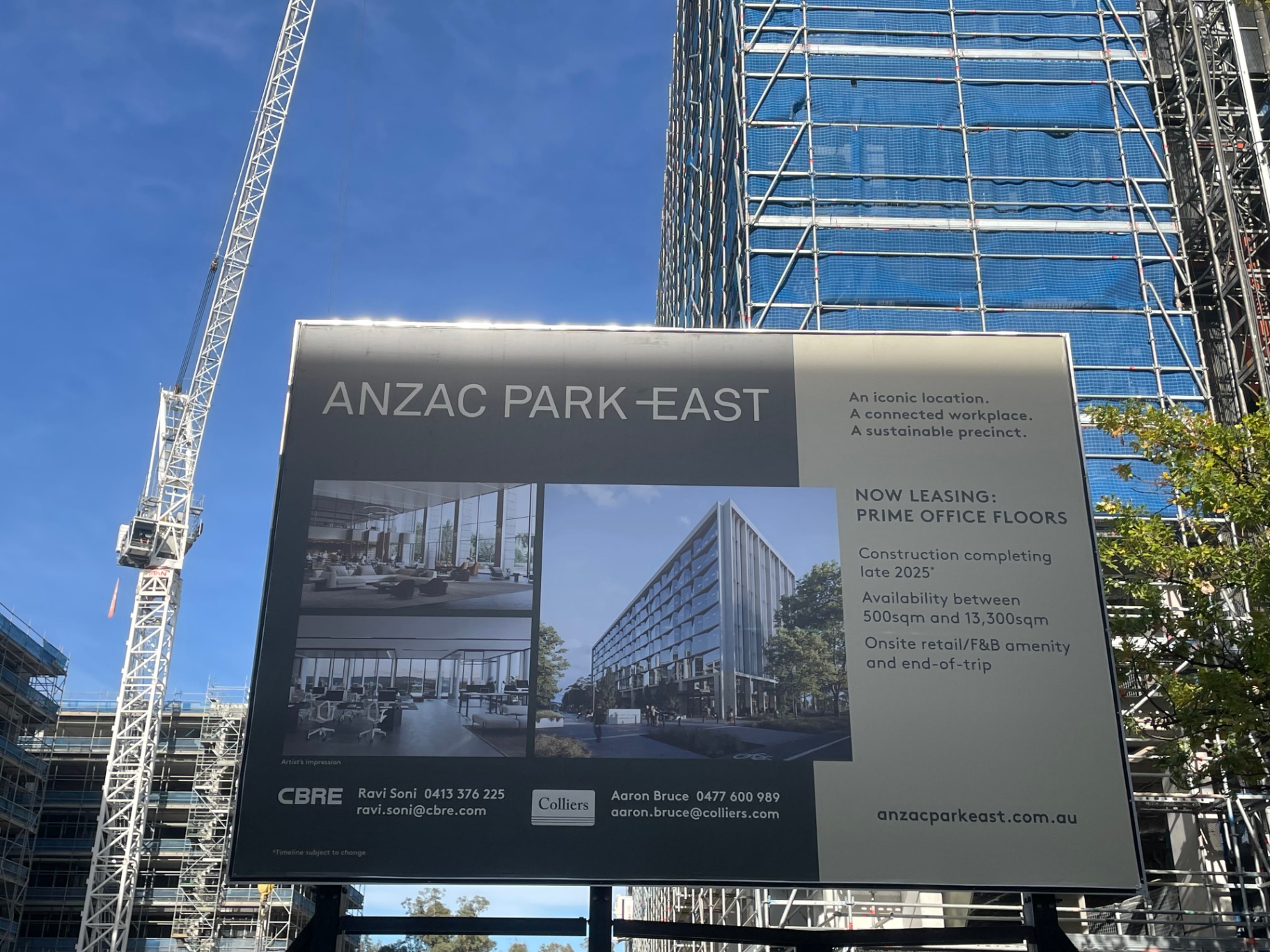 Completed CBRE / Colliers leasing billboard on site