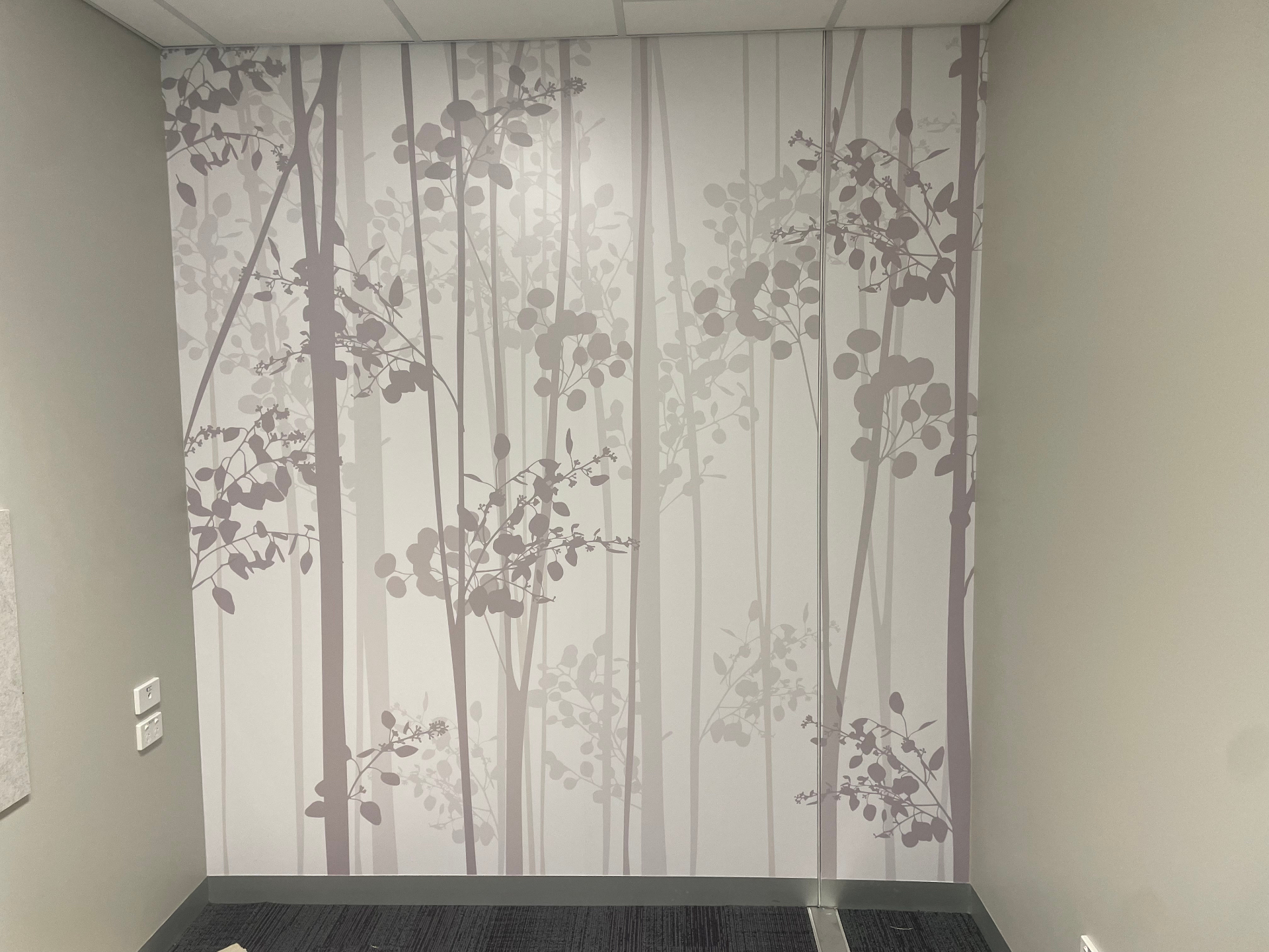Biophilic wall graphic — consult room
