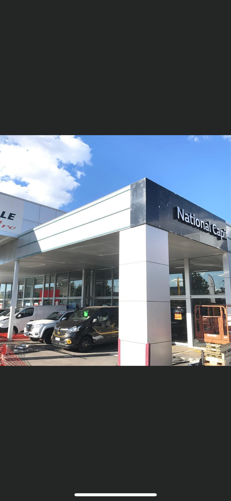 National Capital parapet letters installed on refreshed cladding