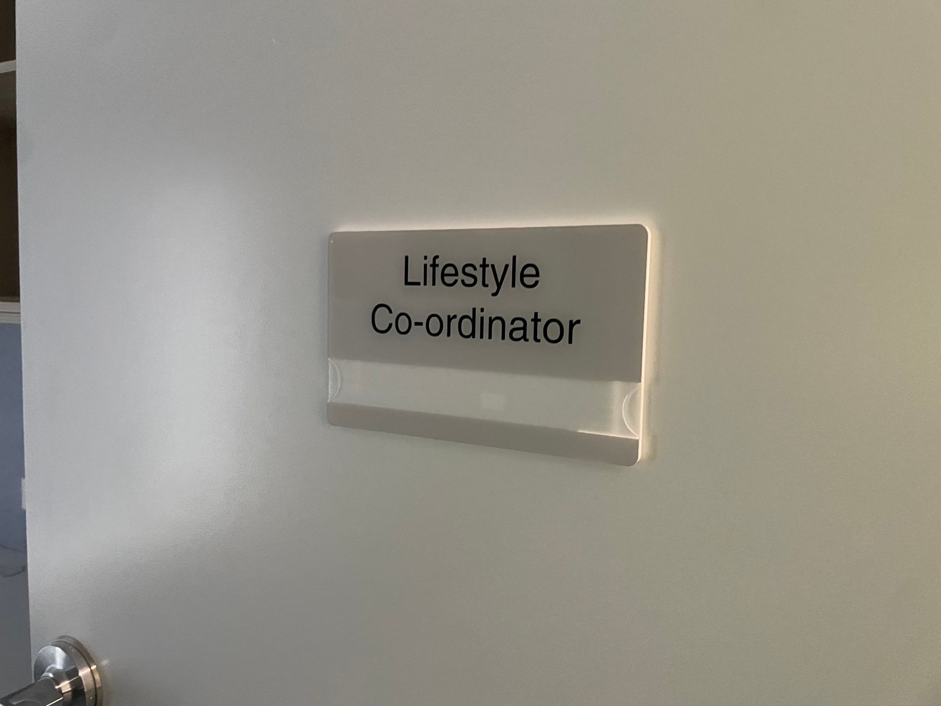 Lifestyle Co-ordinator door plate