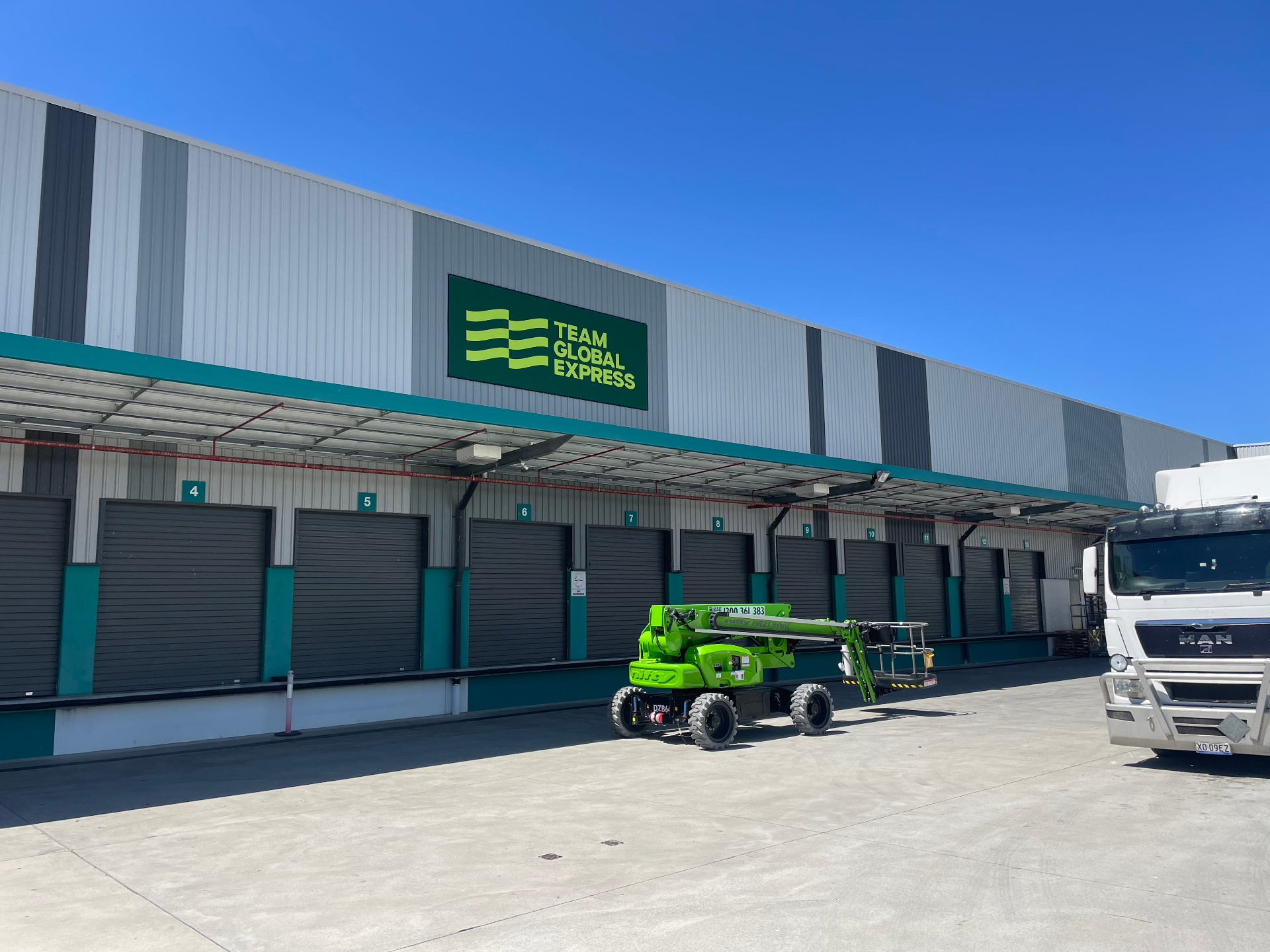 Main dock fascia panel above loading bays