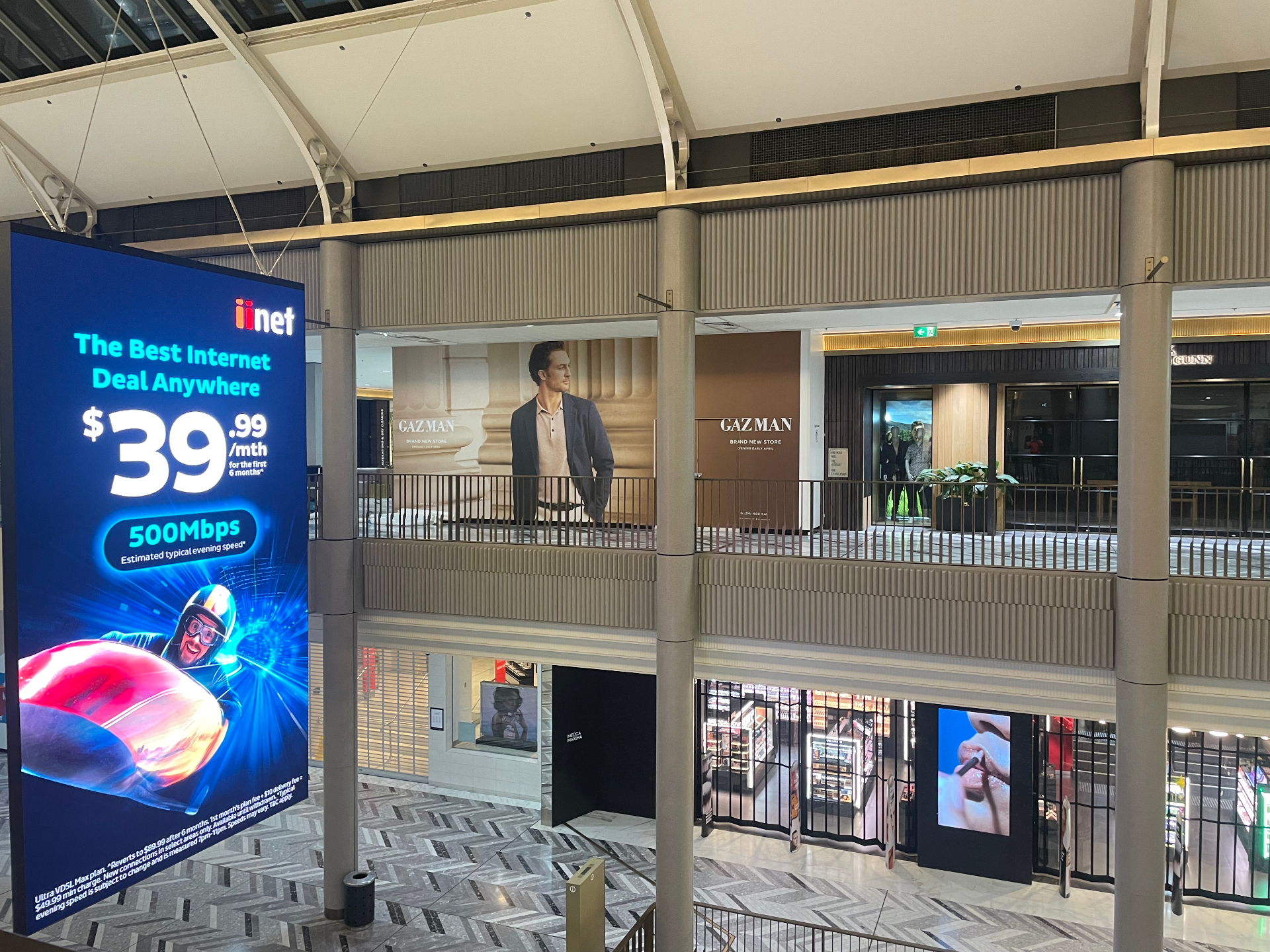 Finished hoarding across the atrium