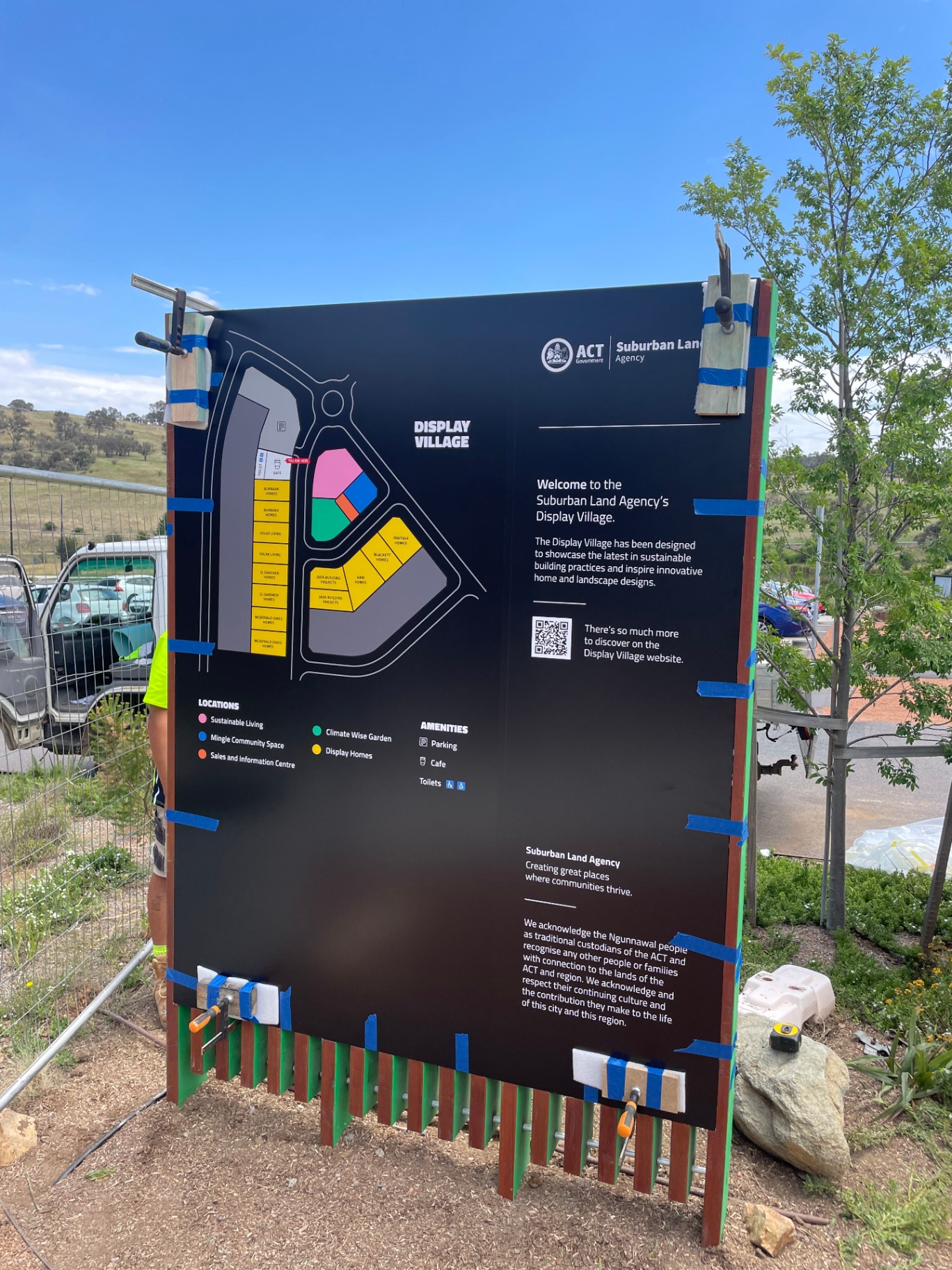 Installed display village directory with mapping and amenities
