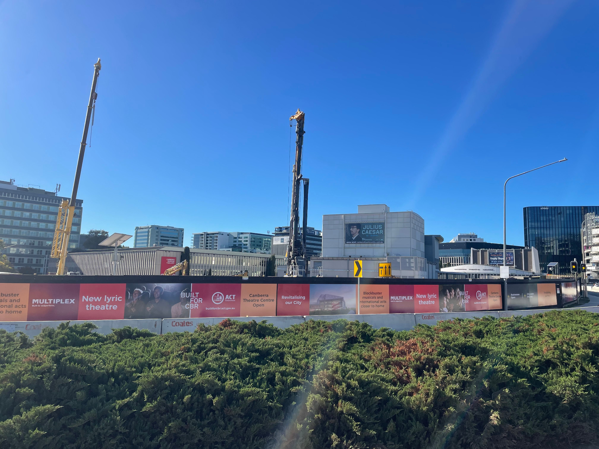 Full-perimeter hoarding wrap around the site