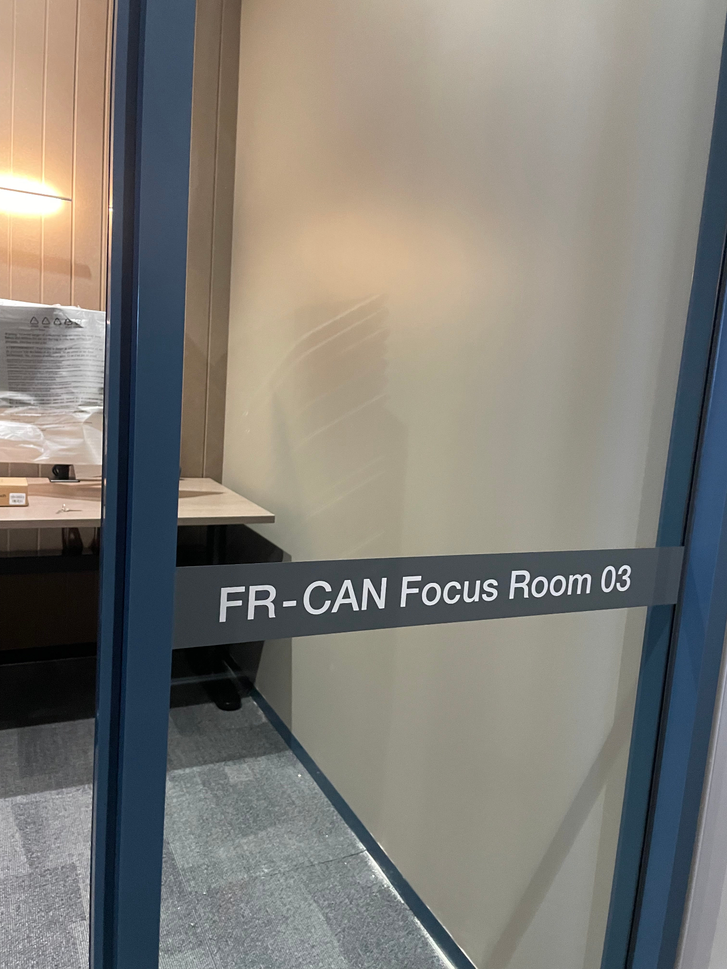 Frosted door band room identification