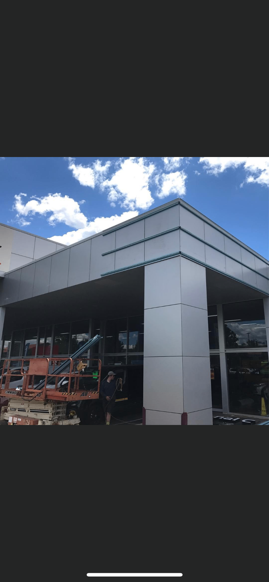 Scissor lift access during facade cladding and prep works